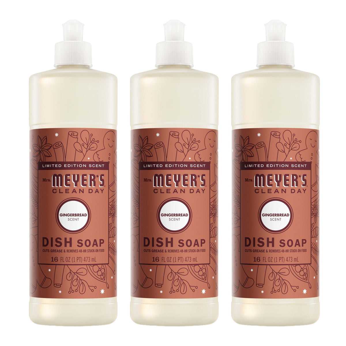 Mrs. Meyer's Gingerbread Dish Soap 3-count bundle